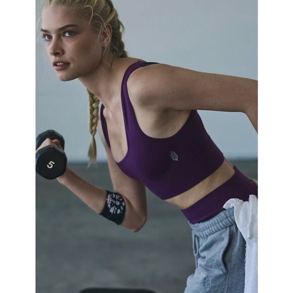 Free People Movement Good Karma Square-Neck Bra Champion or Purple XS Small NEW - Picture 4 of 5